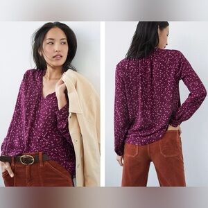 Cloth and Stone Ruffled V Neck Blouse